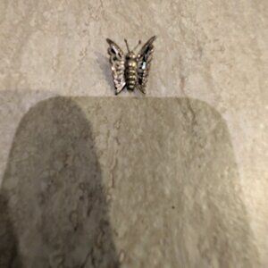 Vintage 925 Sterling Silver Butterfly Pin Brooch GC 01 Abalone Shell Inlay 2.5g